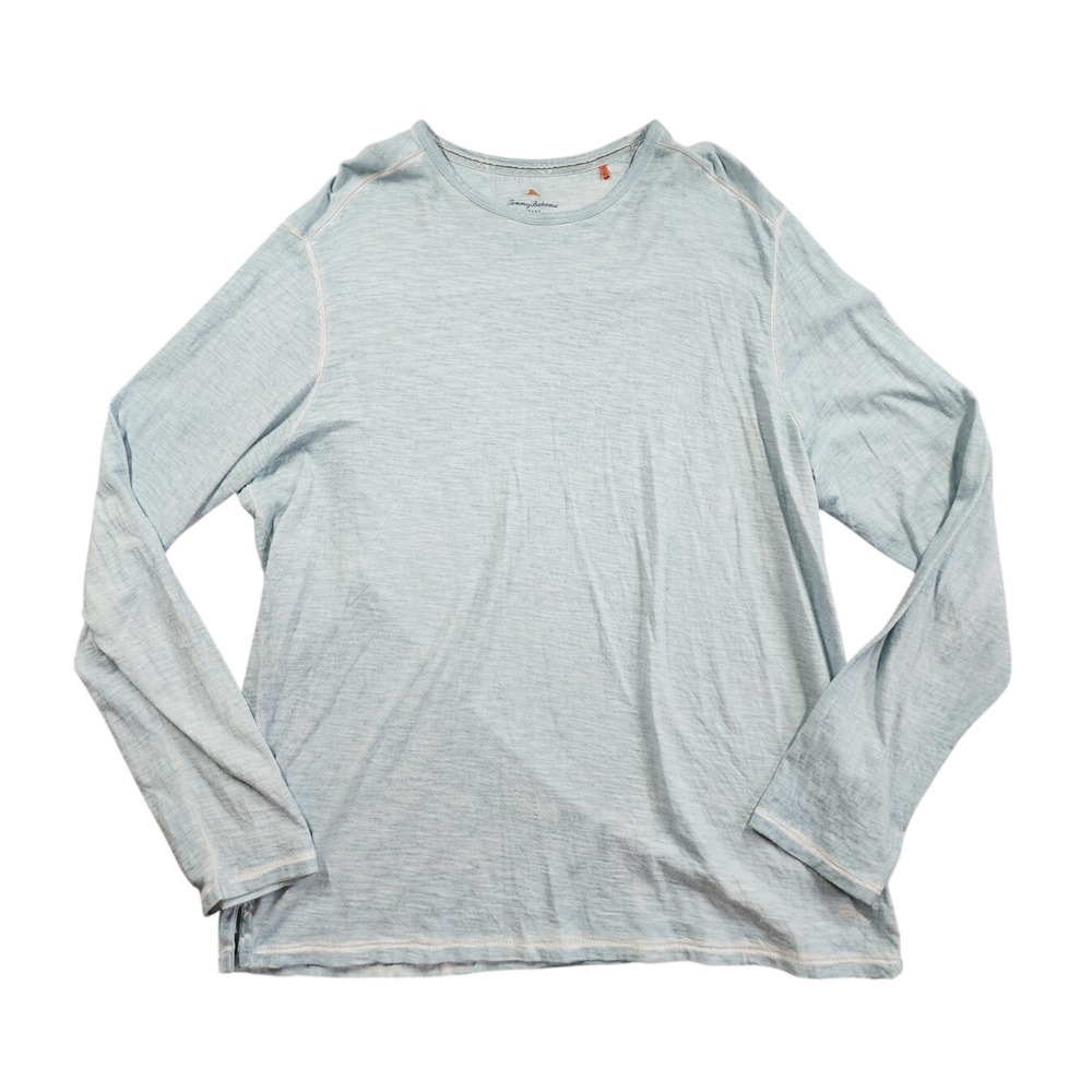 Tommy Bahama Long Sleeve 100% Cotton Slub Knit T-Shirt Mens XL Light Blue